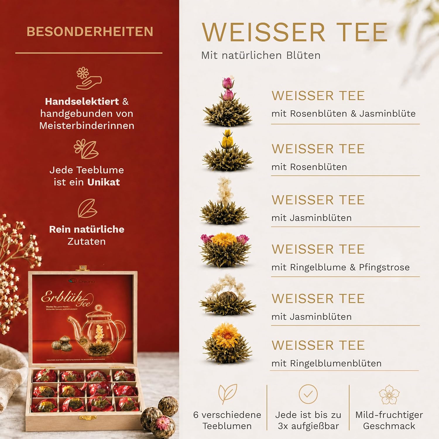 Detalle de Creano Teeblumen Geschenkset 12er Set