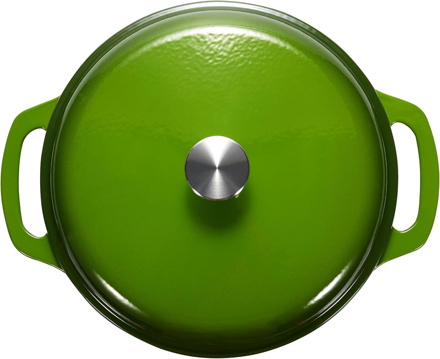 Detalle de Amazon Basics Enameled Cast Iron Round Dutch Oven with Lid and Dual Handles, 6.9 L, Green