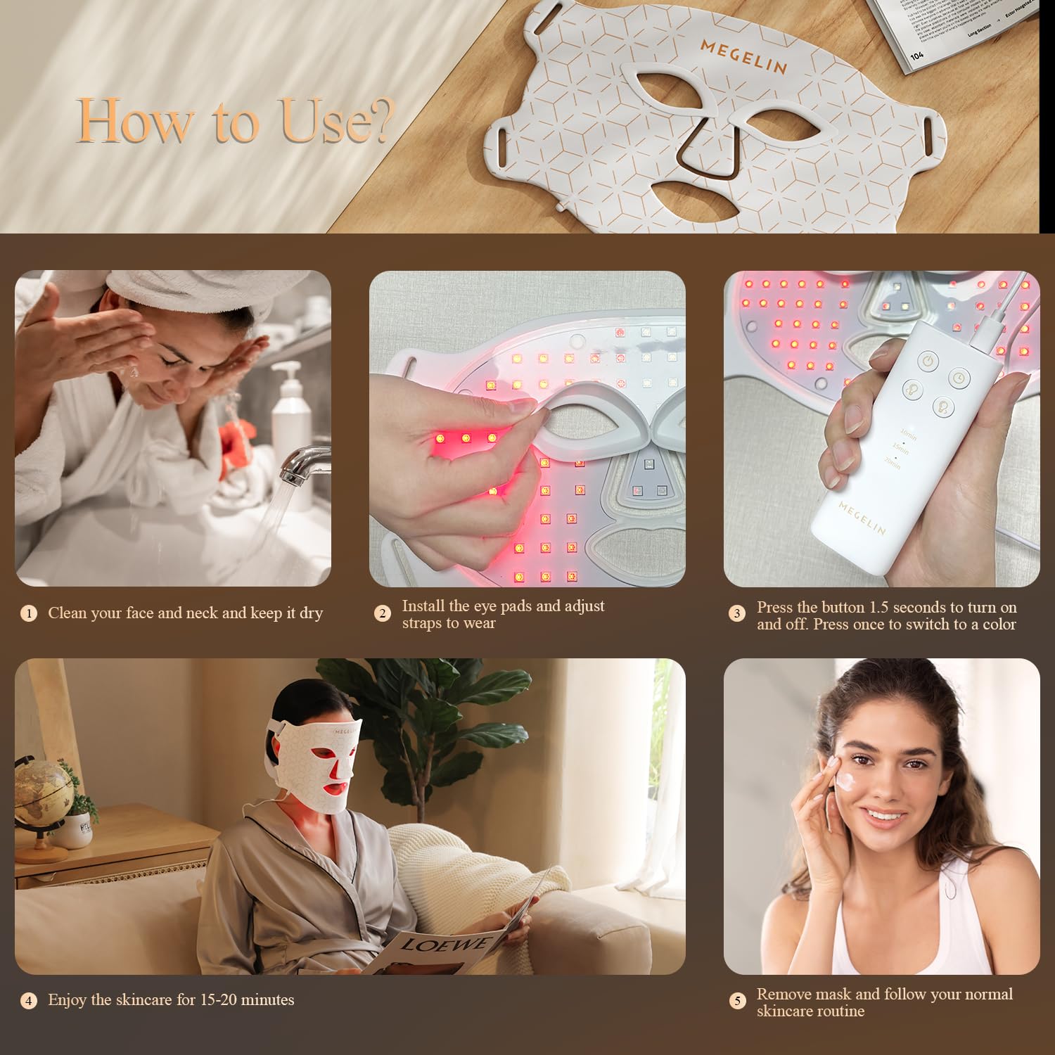 Thumbnail 6 de MEGELIN 7 Colors LED Light Therapy Facial Mask
