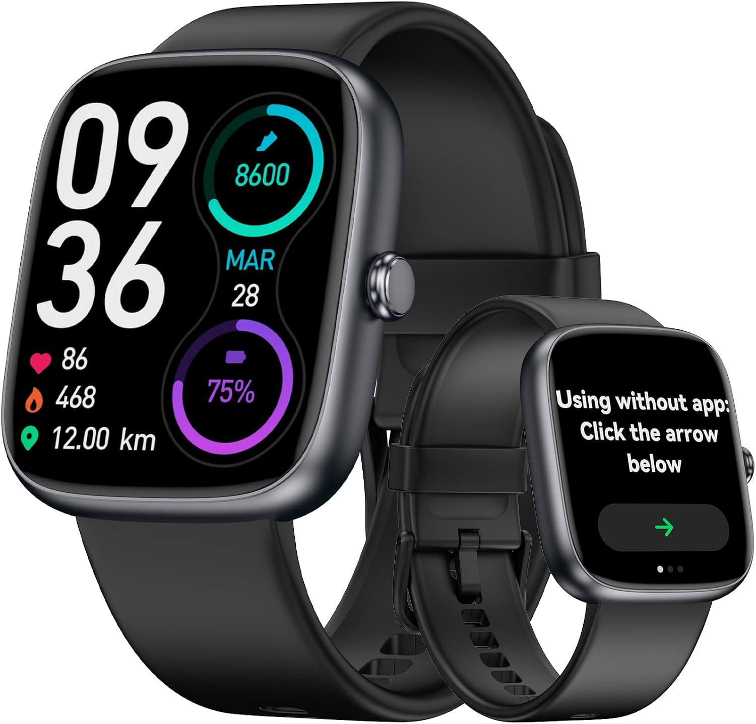 Detalle de DAVIKO Watch Fitness Tracker for Seniors, 1.83-Inch LCD, Heart Rate and Sleep Tracking