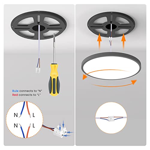 Detalle de OTREN Plafón LED de Techo 48W Ø40 cm – Luz cálida 3000K, CRI>90, IP44