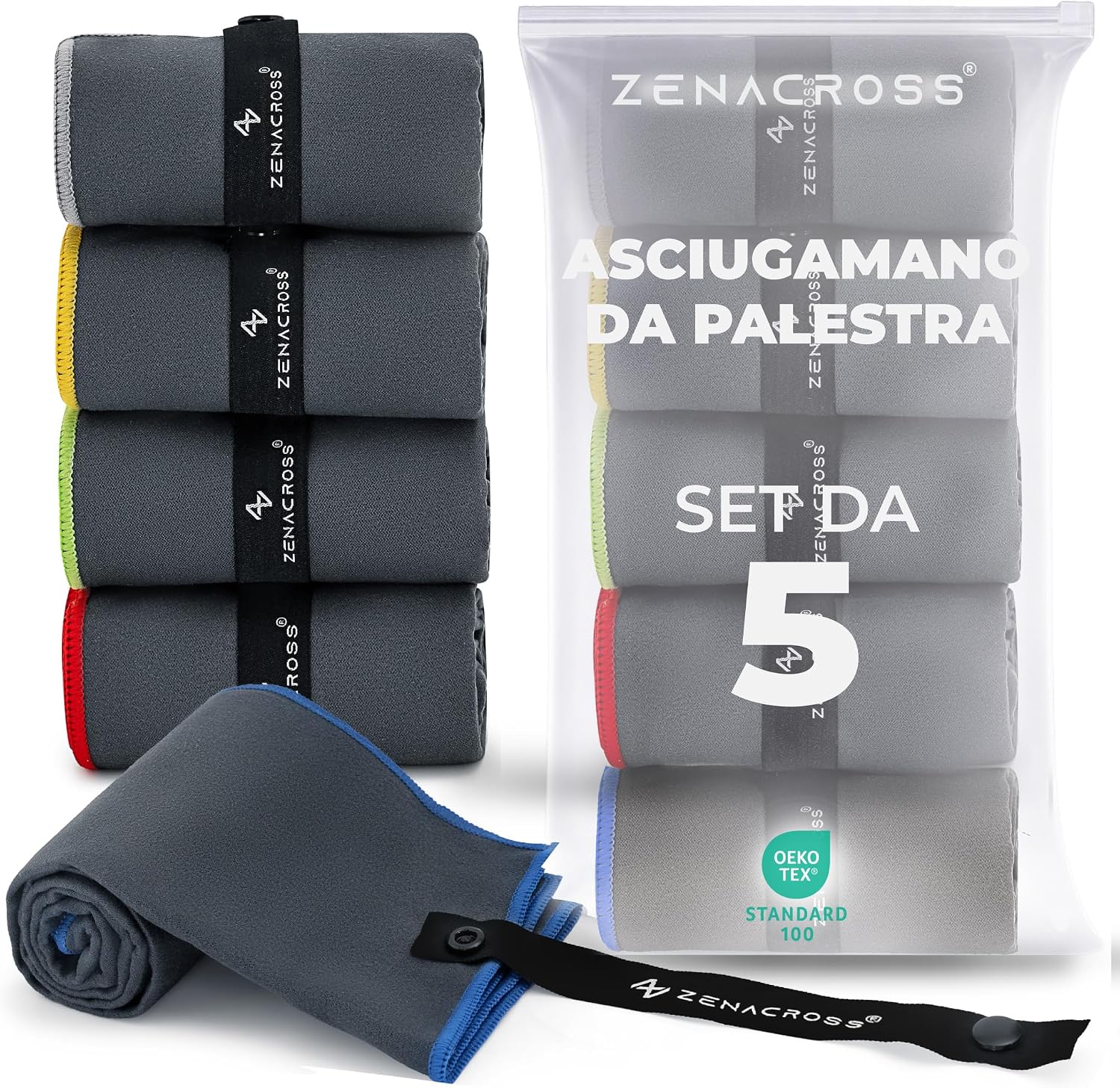 Detalle de Zenacross Asciugamano Microfibra 40x77 cm Set 5