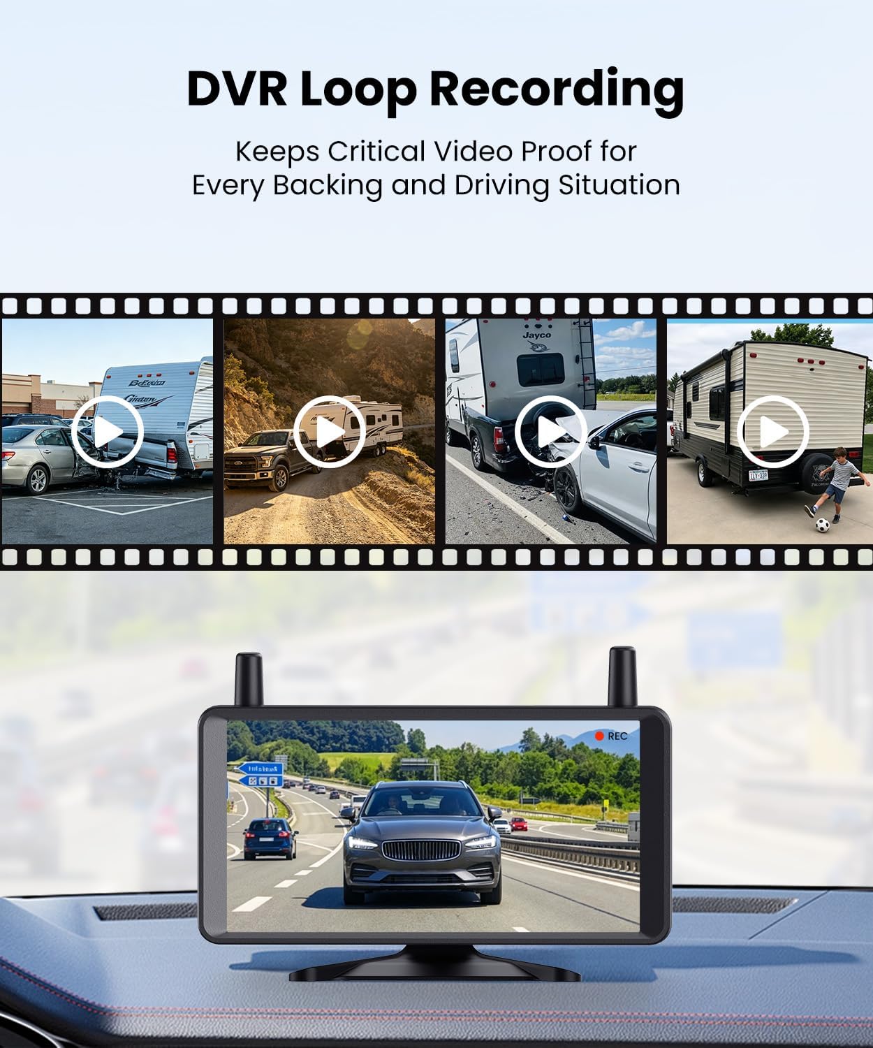 Thumbnail 6 de AUTO-VOX 2 Solar Wireless Backup Camera: 6" Dual Split Screen, 1080P Night Vision, and 1-Min Quick Install