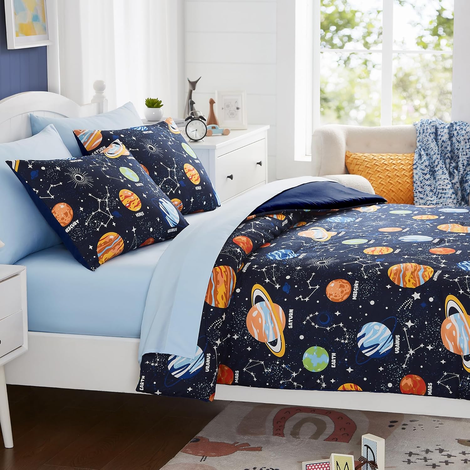 Thumbnail 6 de Full Kids Comforter Set - Glow-in-the-Dark Space 7-Piece Bedding for Boys