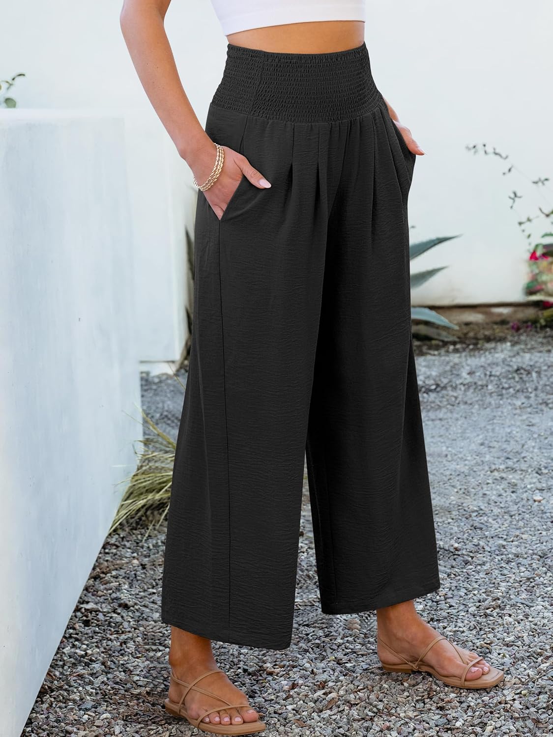 Thumbnail 5 de ANRABESS Wide-Leg High-Waisted Palazzo Pants with Pockets (Loose Fit)