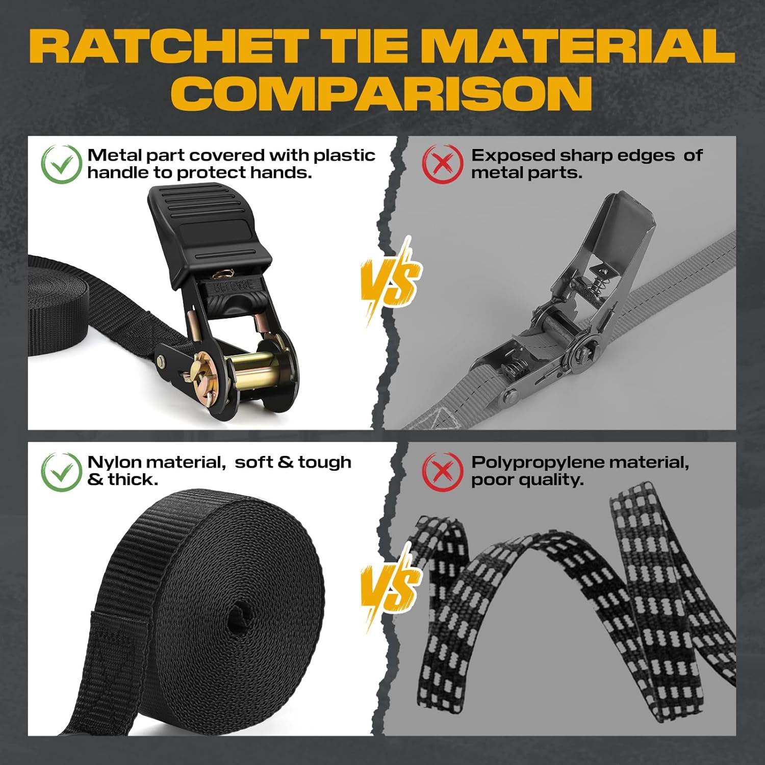 Thumbnail 5 de IAZZCO Heavy Duty Ratchet Straps (2 Pack) 6 m x 25 mm with Cam Buckle for motorcycles, cars, trailers