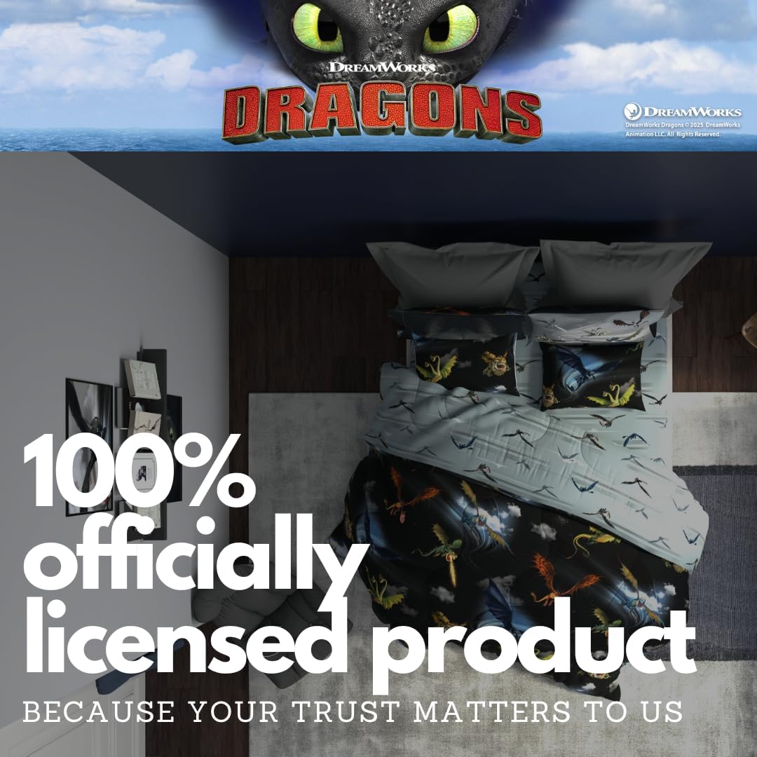 Detalle 2 de How to Train Your Dragon Kids Bedding 5-Piece Twin Reversible Microfiber Comforter Set by Franco