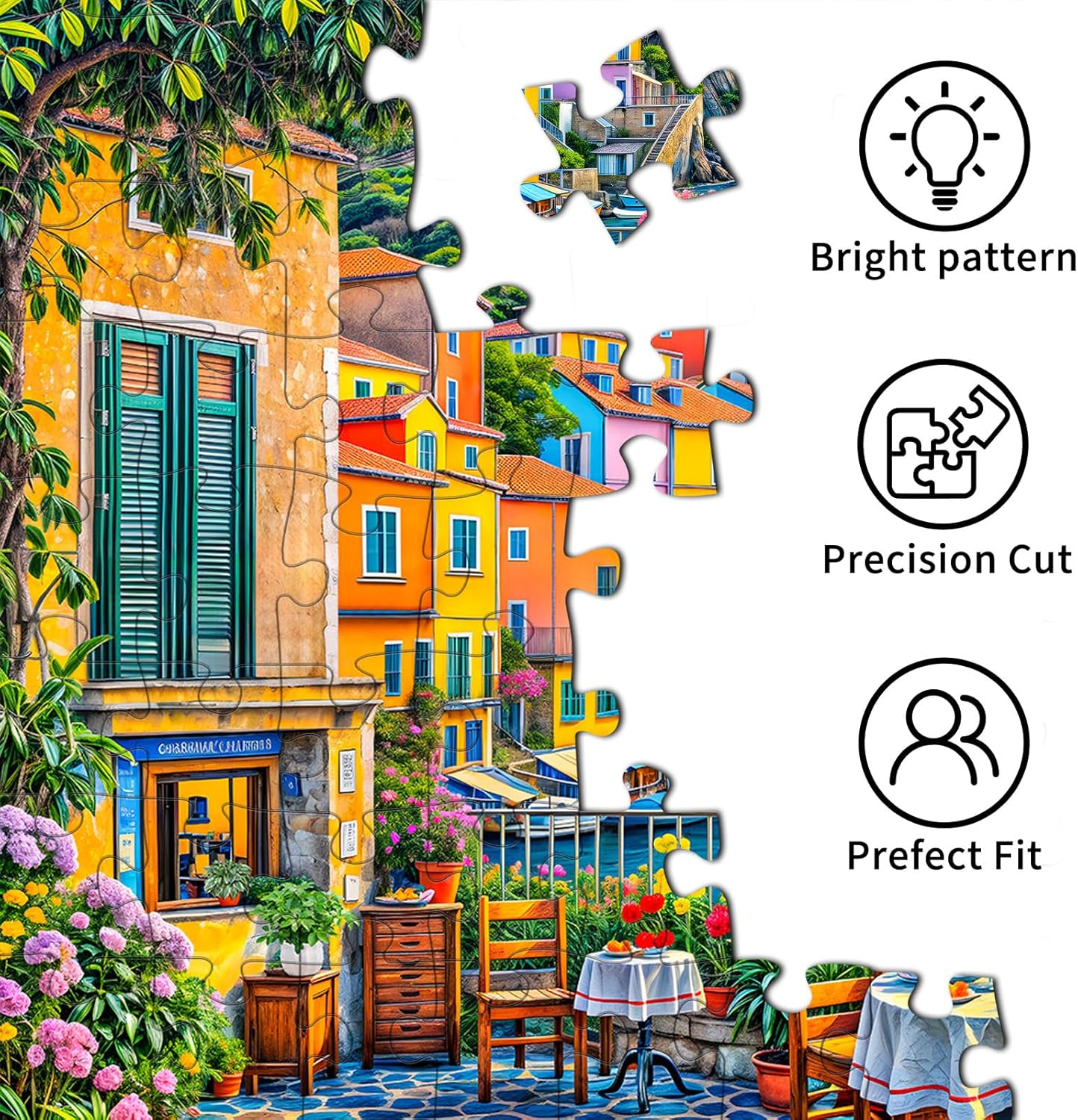 Detalle 2 de TangComplete Puzzle 1000 Teile – Romantisches Cinque Terre Motiv, farbenfrohes Landschaftspuzzle