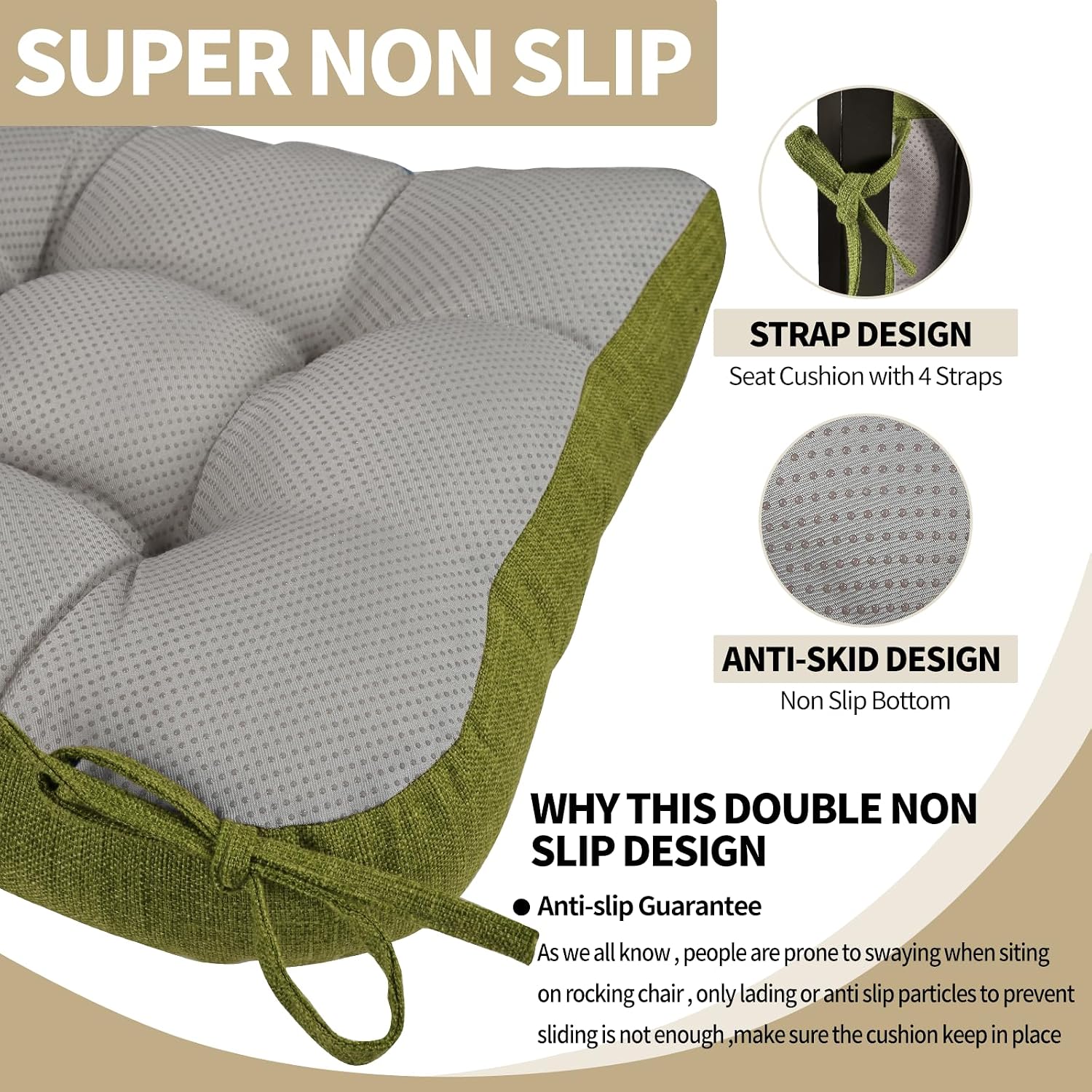 Detalle de BUYUE Rocking Chair Cushion Set, Woven Fabric