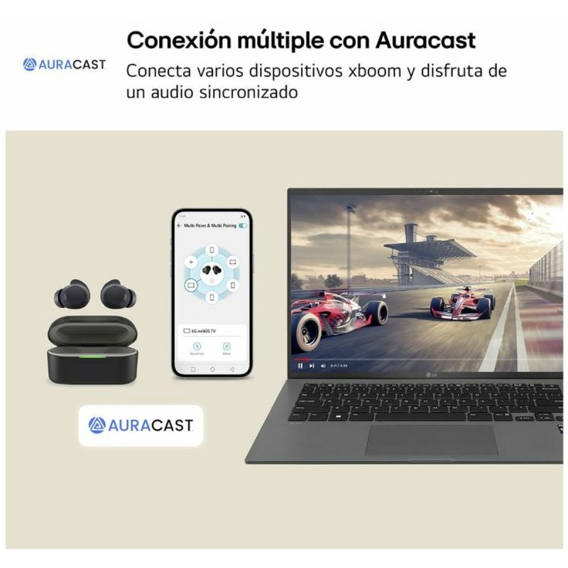 Detalle 2 de LG xboom Buds: Auriculares Bluetooth con Cancelación Activa de Ruido (NC) – Negros