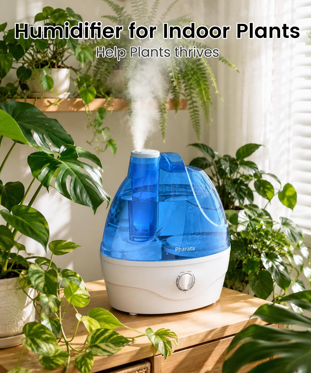 Detalle de Pharata 10020A Cool Mist Humidifier, 2.2 L, 360° Nozzle