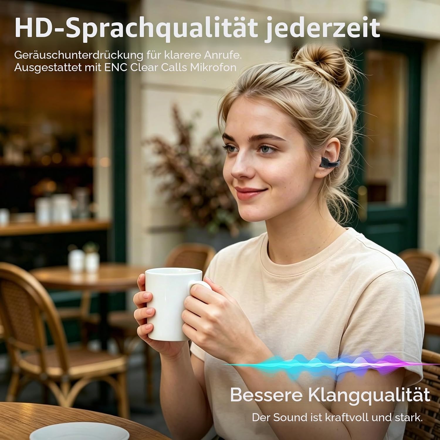 Thumbnail 6 de FOFUN Open Ear Clip On Kopfhörer Bluetooth 6.0 – Offenes Ohr, sporttauglich, ENC-Mikrofon, 32 Std. Gesamtlaufzeit