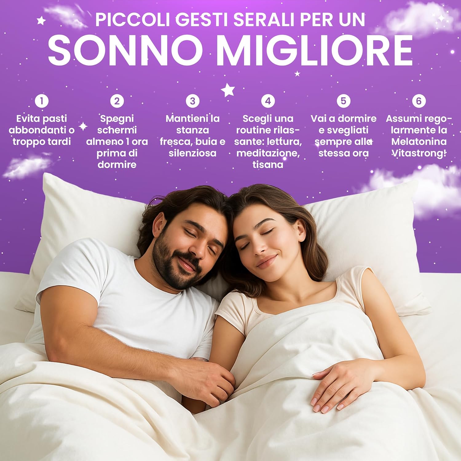 Detalle de Melatonina Vitastrong Complex 365 Micro-Comprime 1 mg con Camomilla, Valeriana, Lavanda e Vitamina B6