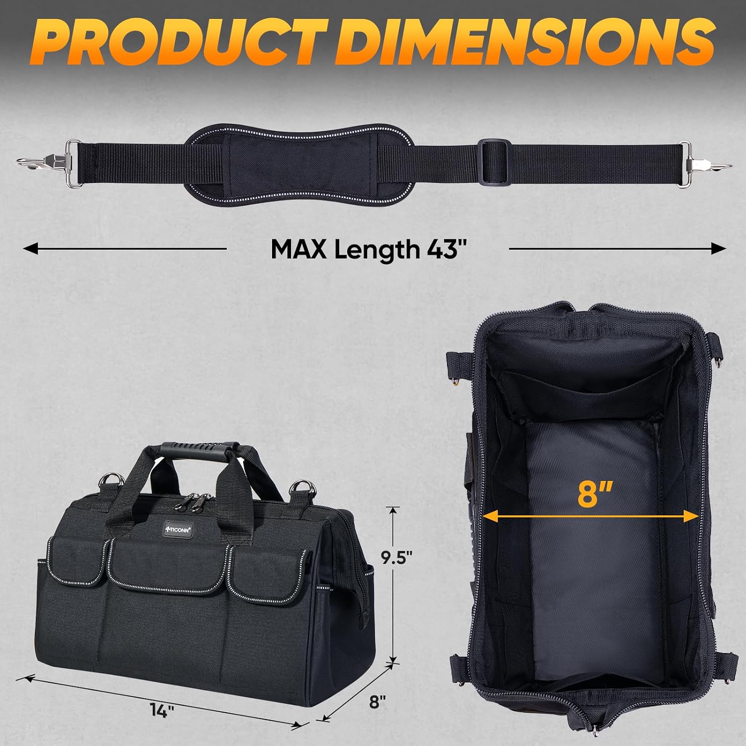 Thumbnail 3 de TICONN 14" Heavy Duty Tool Bag 🛠