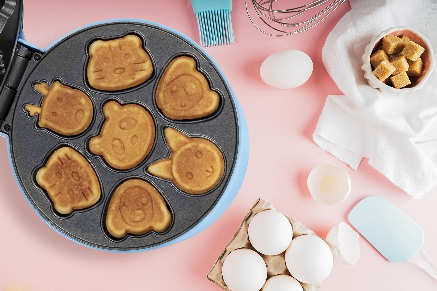 Detalle 2 de Bestron Waffeleisen für Mini-Cookies – Tiermotiven, 700 W, Blau
