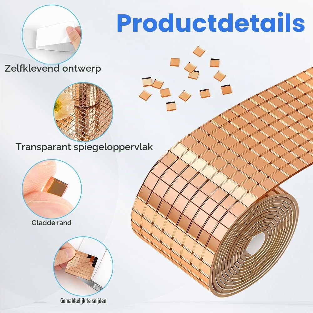 Thumbnail 2 de Aomig 5817924 spiegelmozaïektegels, zelfklevend, 5 x 5 mm