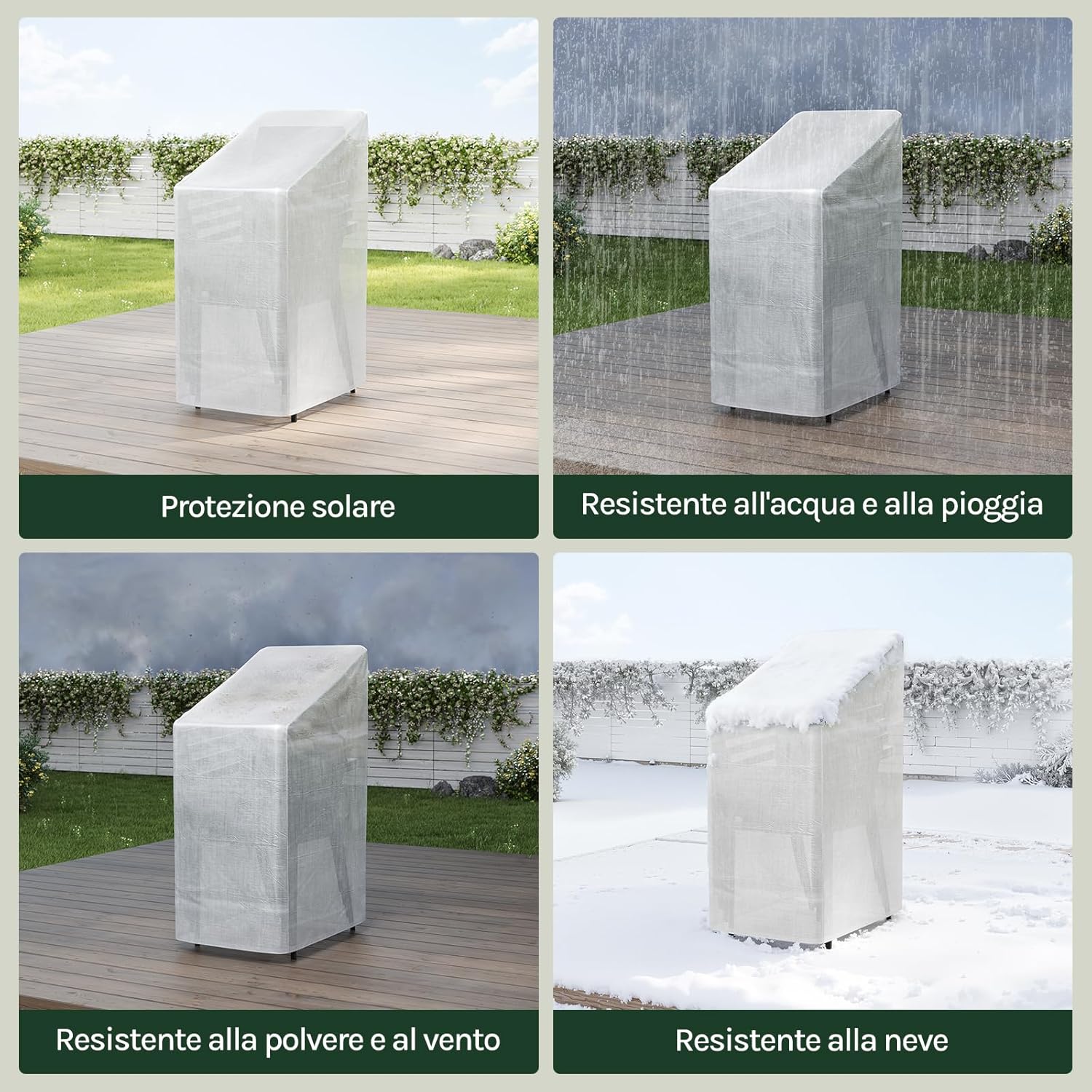 Thumbnail 2 de WOLTU Copertura protettiva per sedie e sdraio da esterno in PE 68x96x110/150 cm con telo anti-UV impermeabile