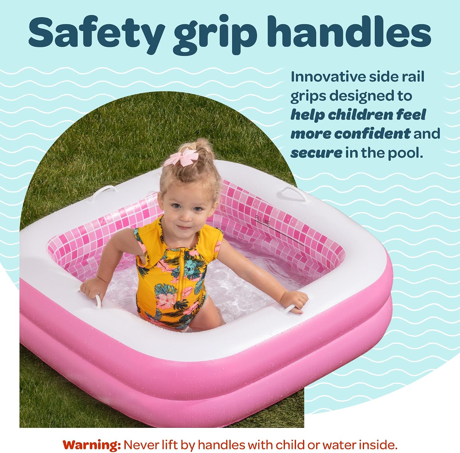 Detalle de 3-in-1 Inflatable Baby Pool, Bathtub & Ball Pit for Toddlers 1-3 with Safety Grip Handles and Soft Floor (34" x 10")