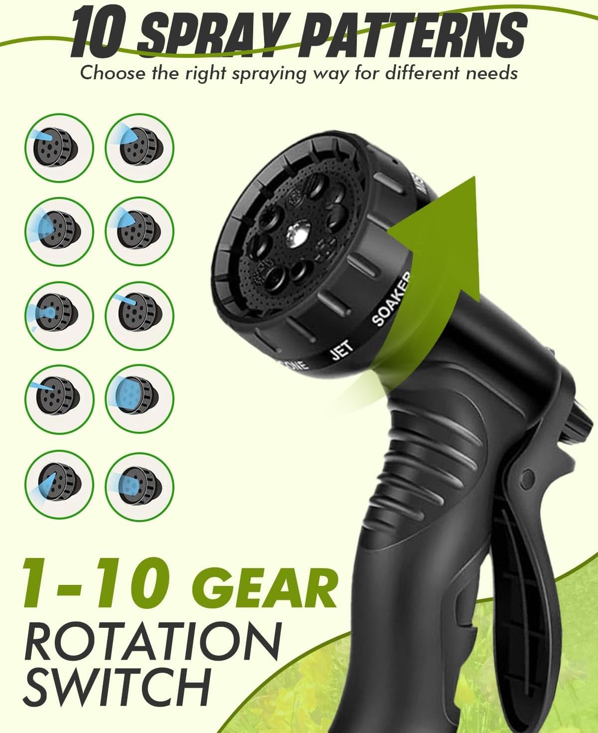 Thumbnail 3 de 150FT Expandable Garden Hose Pipe (45m) with 10-Pattern Spray Gun, 4-Layer Latex Core, Metal Fittings – Orange