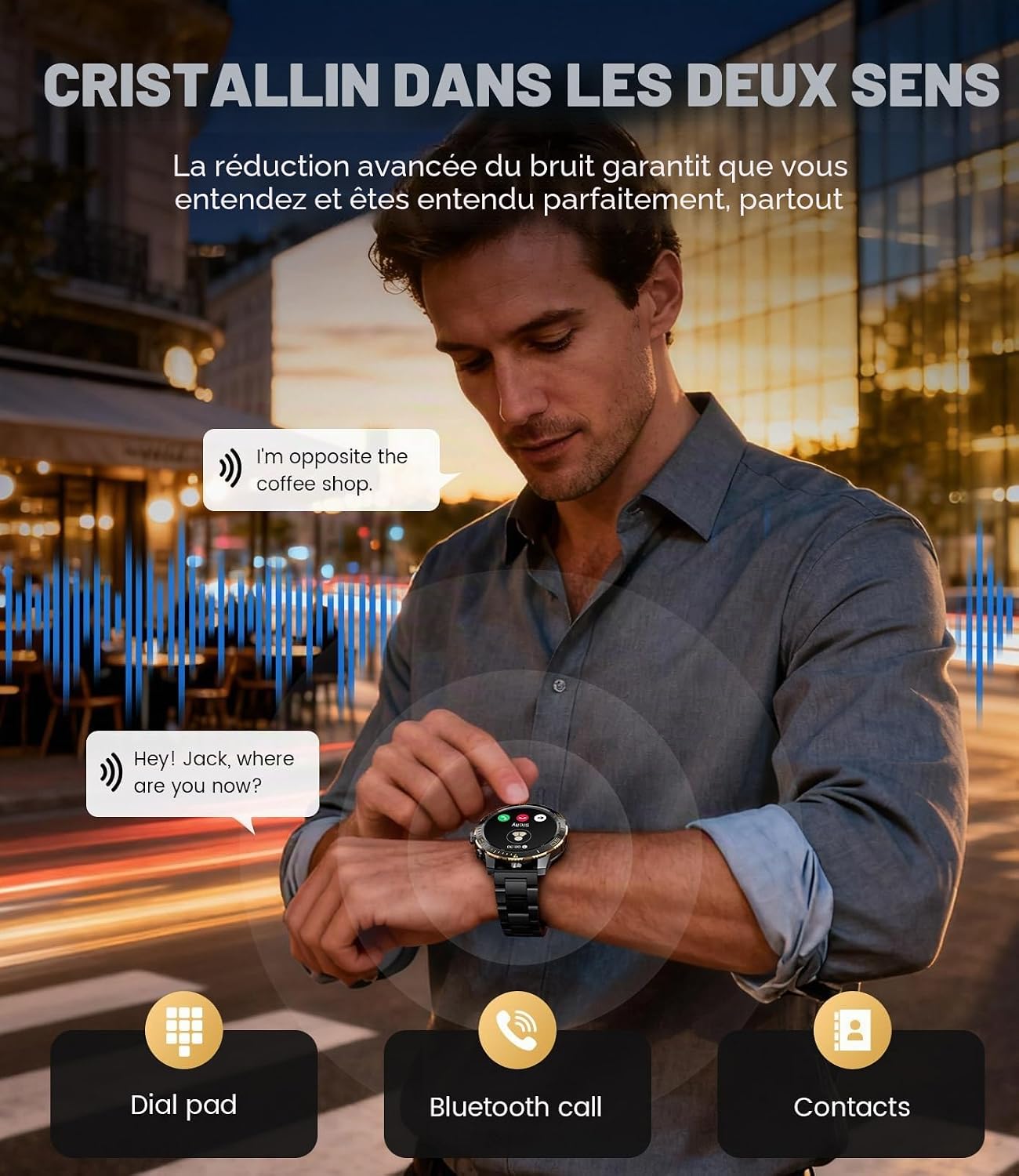 Detalle de LIGE Montre Connectée Homme EF21 – AMOLED 1,43'', Appels Bluetooth, IP68, 100+ Modes Sportifs