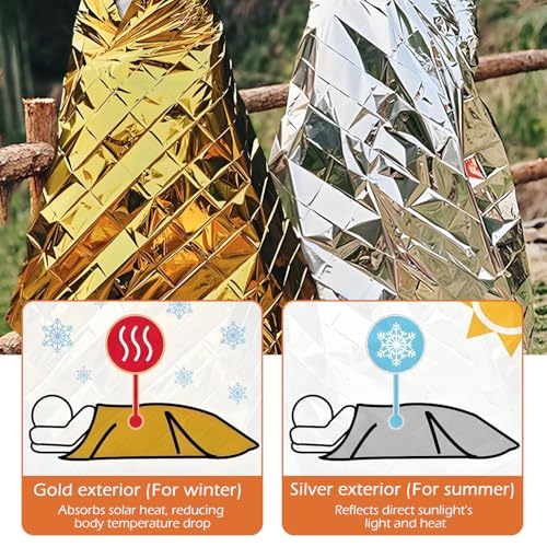 Detalle de NXPUXP Lot de 3 Couvertures de Survie – Isolation PET, imperméables et ultralégères (210x160 cm)