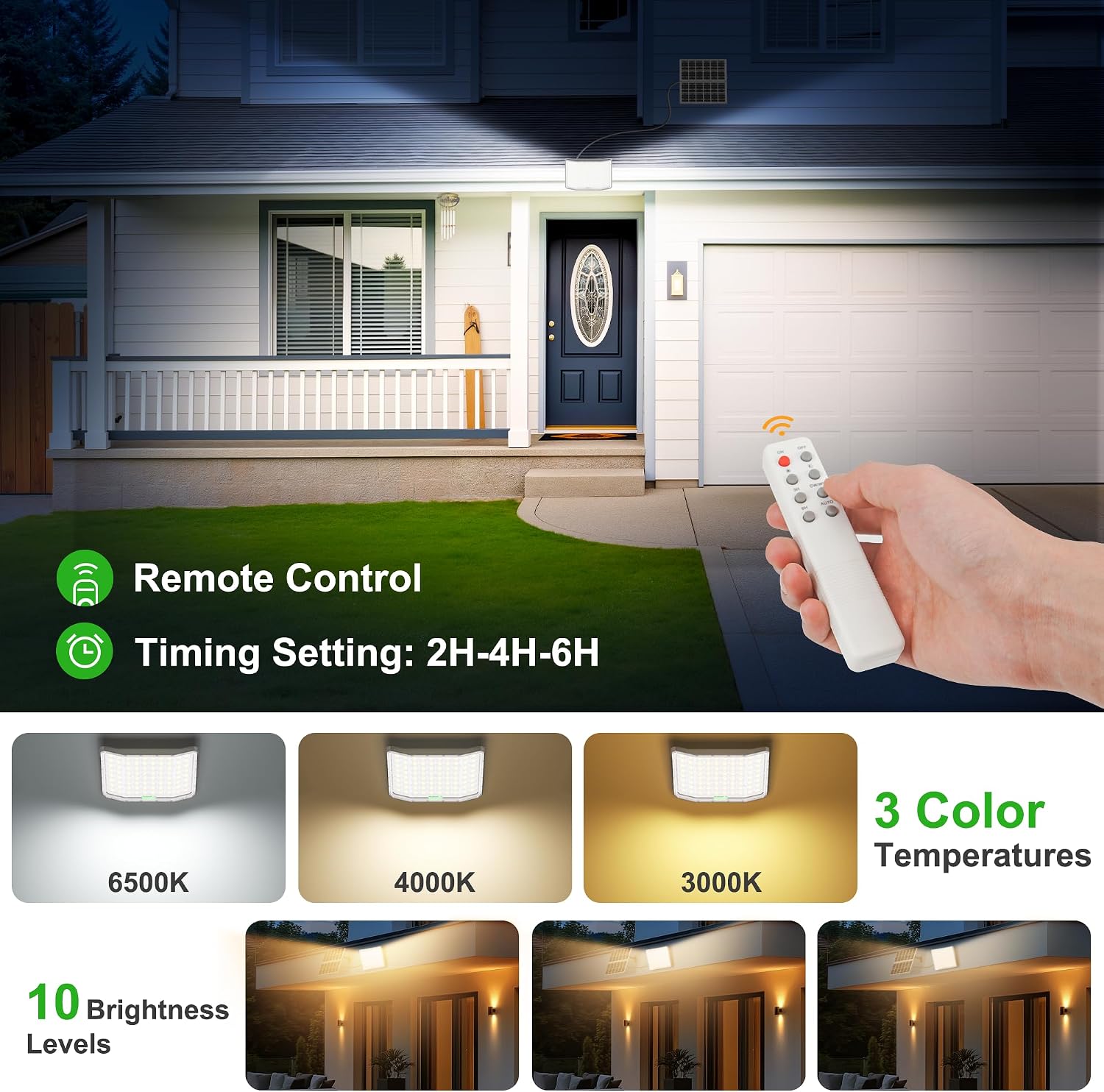 Detalle 2 de Giliwosy Lampada Solare LED da Esterno con Timer e Telecomando, IP66 15000mAh, 1000LM, 3000–6500K