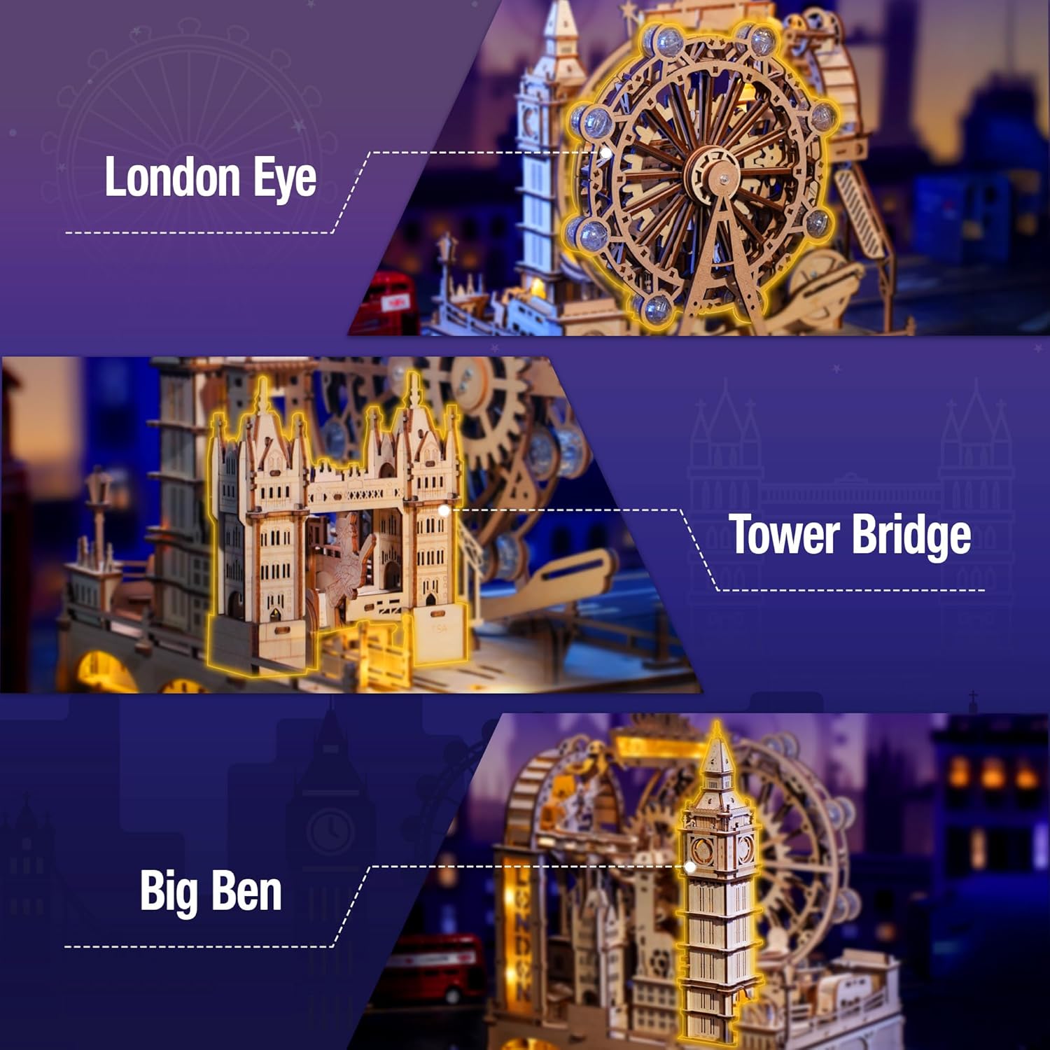 Thumbnail 2 de ROKR Puzzle 3D in legno per adulti (modello Londra) con palline e meccanismo a tocco