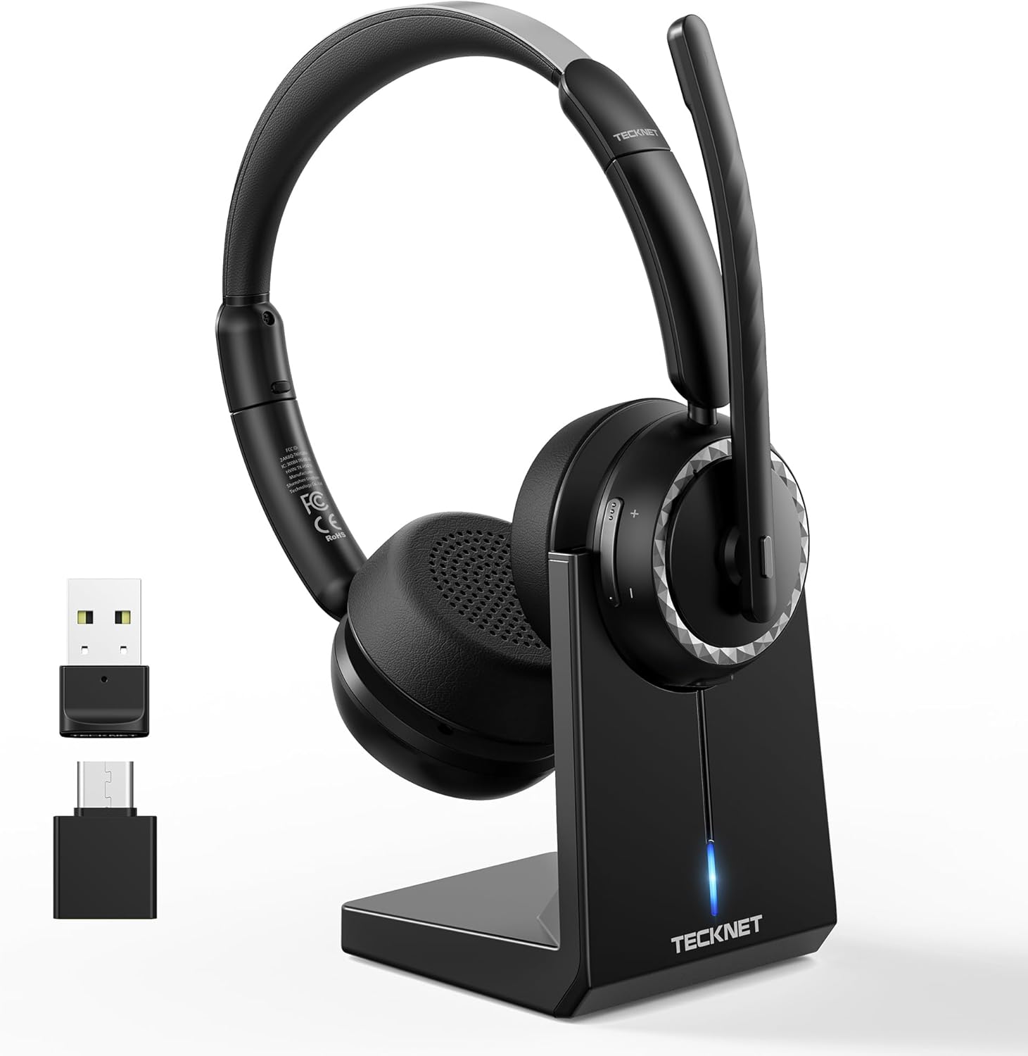 Detalle de TECKNET V5.3 Bluetooth Headset 55 Std. Akku 📞