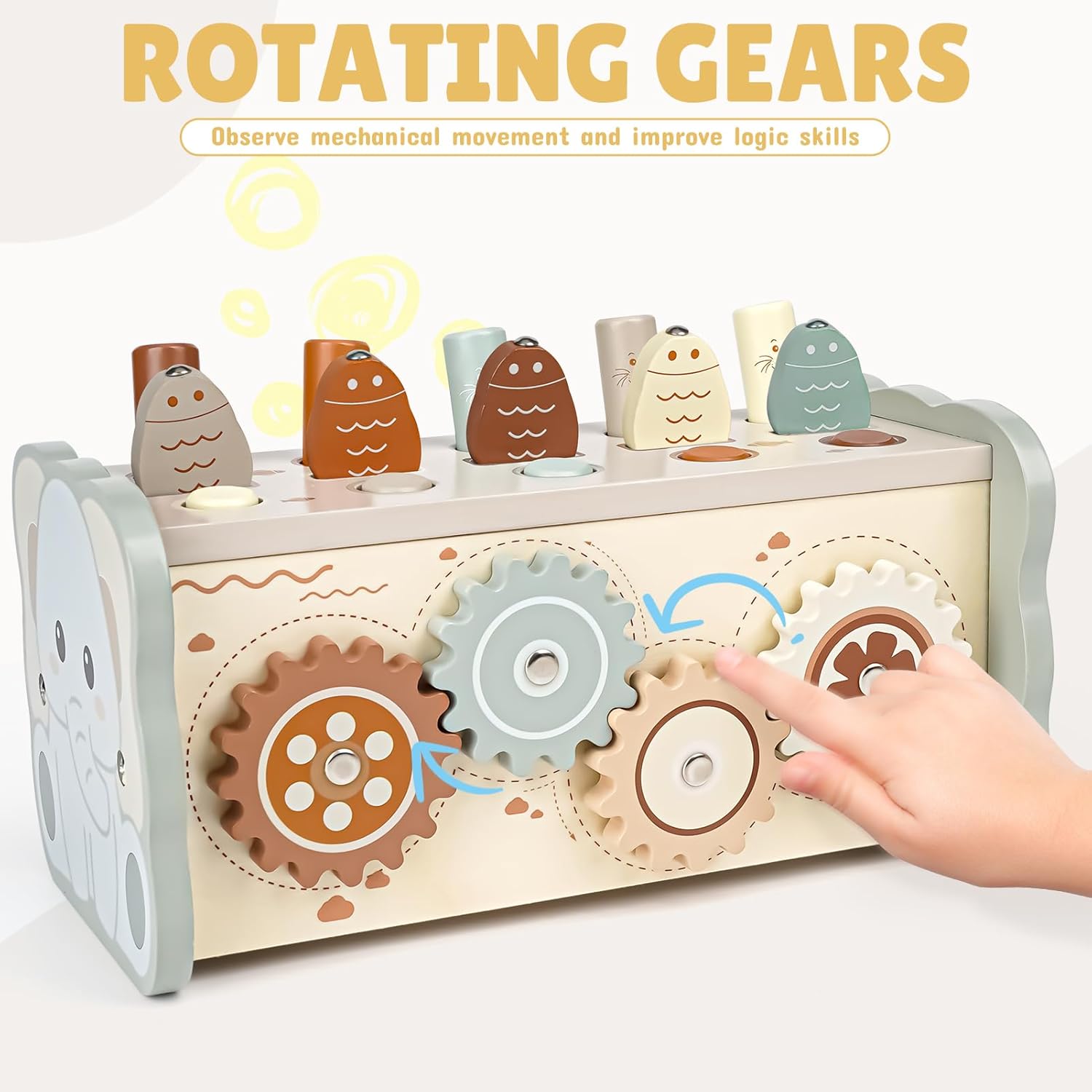 Thumbnail 3 de Joyreal Wooden Montessori Toys for 1 Year Old – Hammering Pounding Bench, Xylophone & Fishing Game