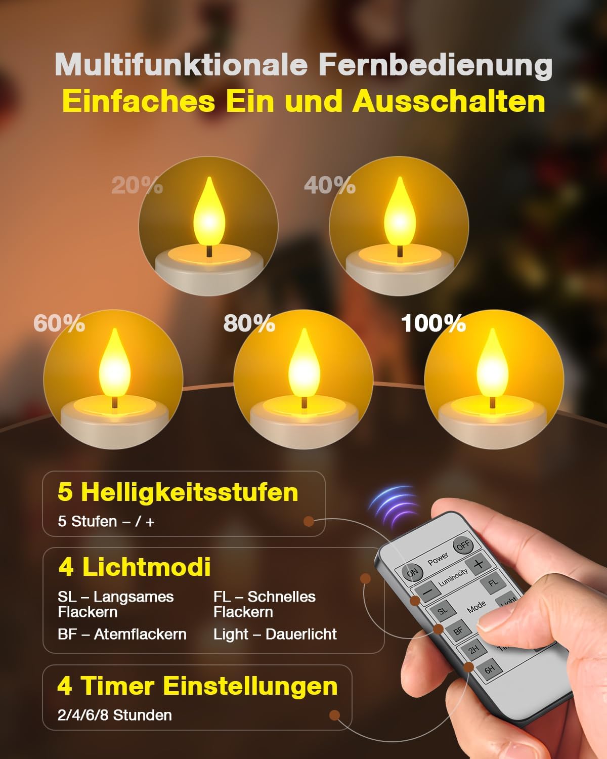 Detalle 2 de SoulBay 12 Wiederaufladbare Teelichter đŻ