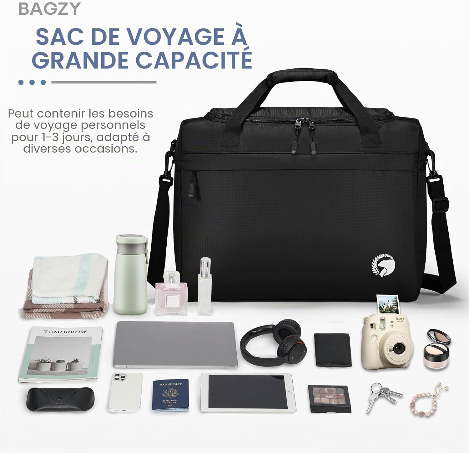 Thumbnail 3 de BAGZY Sac de Voyage 40×30×15 cm — cabines, léger et imperméable, 20 L