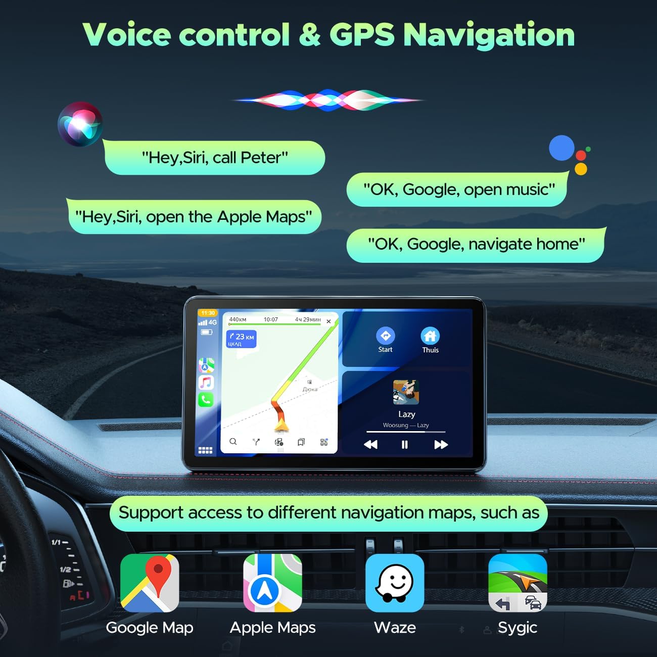 Thumbnail 3 de HOTPEAK Wireless Car Stereo 7" for Carplay