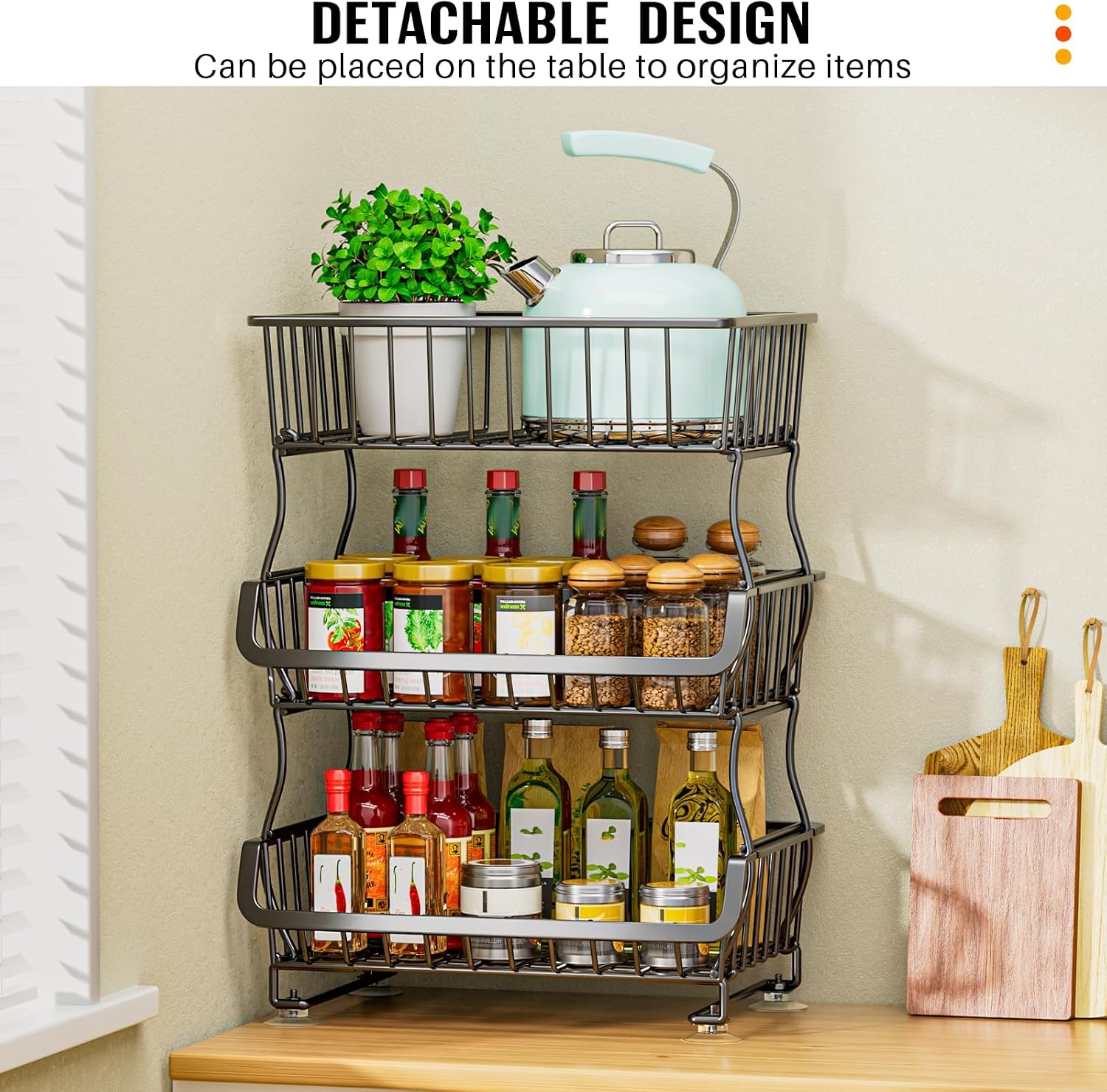 Detalle 2 de Gsiekare Rolling Pantry Organizer 3-Tier