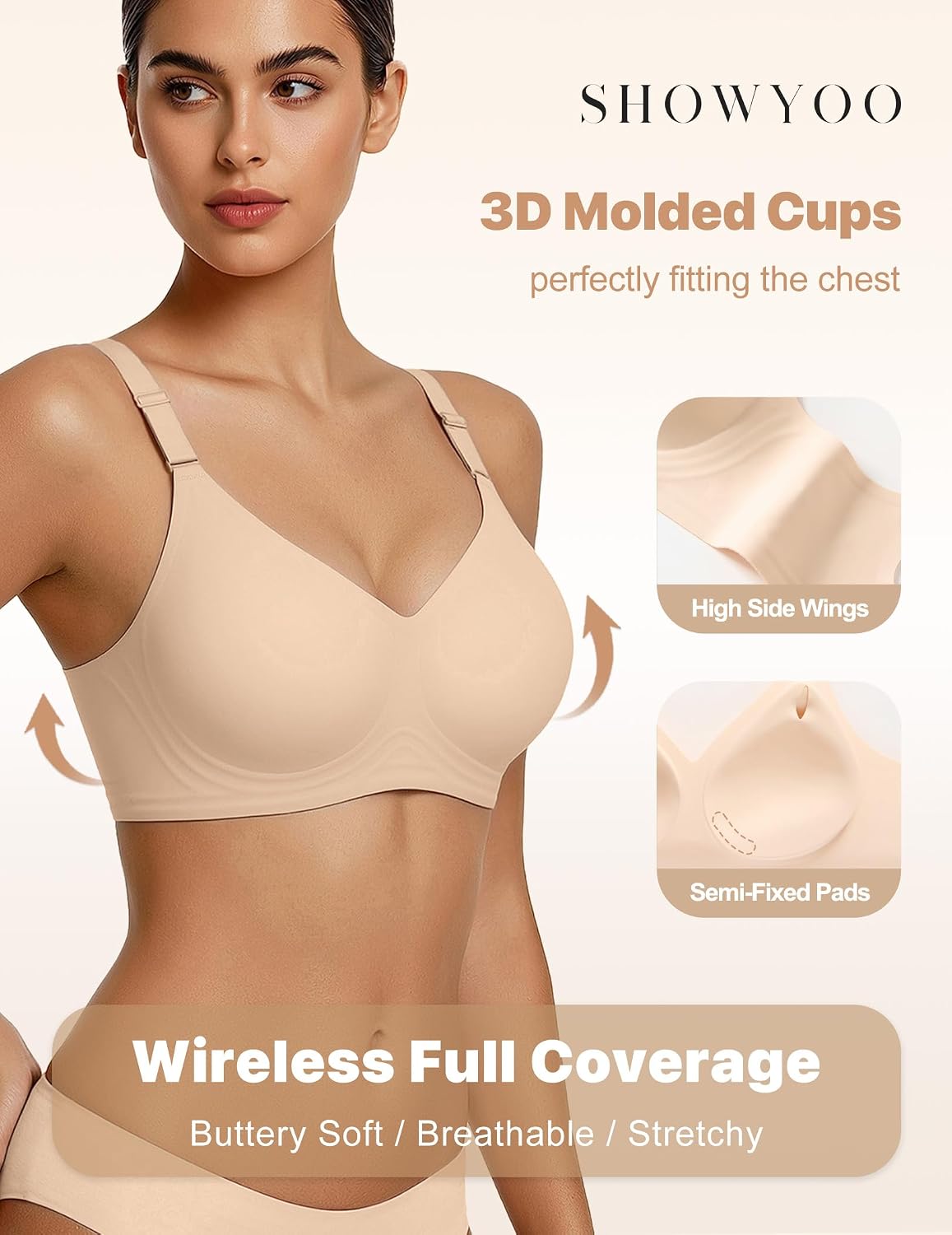 Detalle de Showyoo Wireless Bra in a Nylon-Spandex Blend