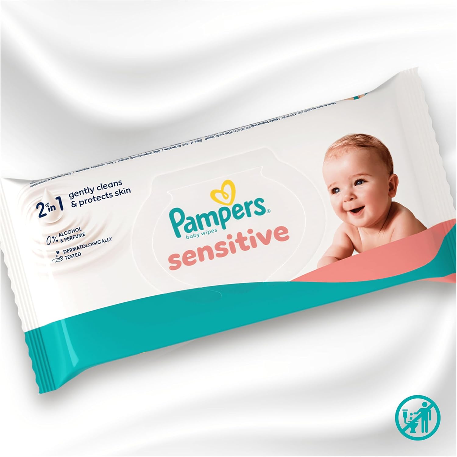 Detalle 2 de Pampers Sensitive Baby Wipes Plastic Free (52 wipes) – 780 Wipes in Total, 2-in-1 Clean & Protect