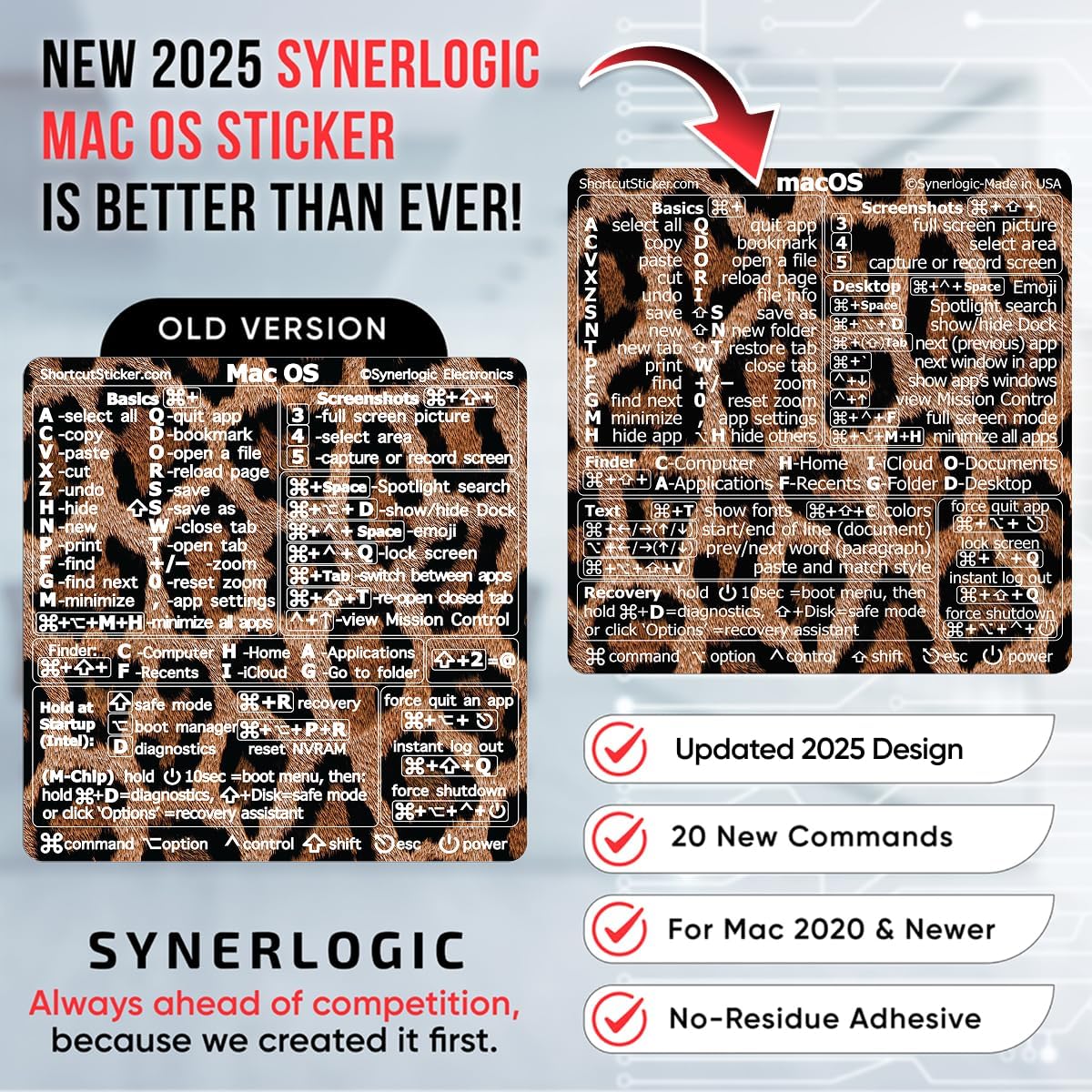 Thumbnail 6 de SYNERLOGIC Leopard Mac OSショートカットステッカー、耐水ビニール製・13〜16インチ対応