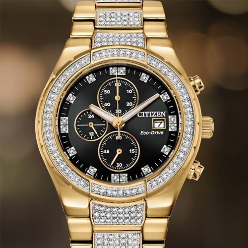 Detalle de Citizen Men's Crystal Watch CA0752-58E: Eco-Drive 42mm Chronograph with Crystal Accents