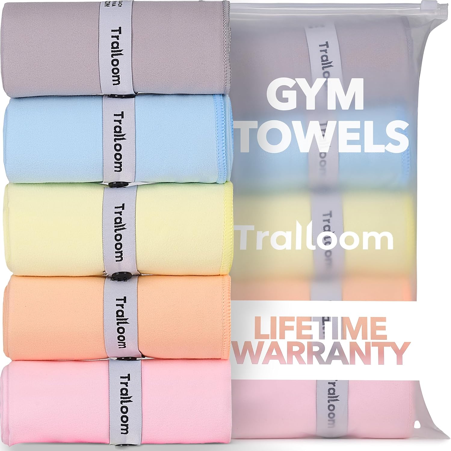 Trailoom Microfiber Workout Towels – 5-Piece Pastel Set