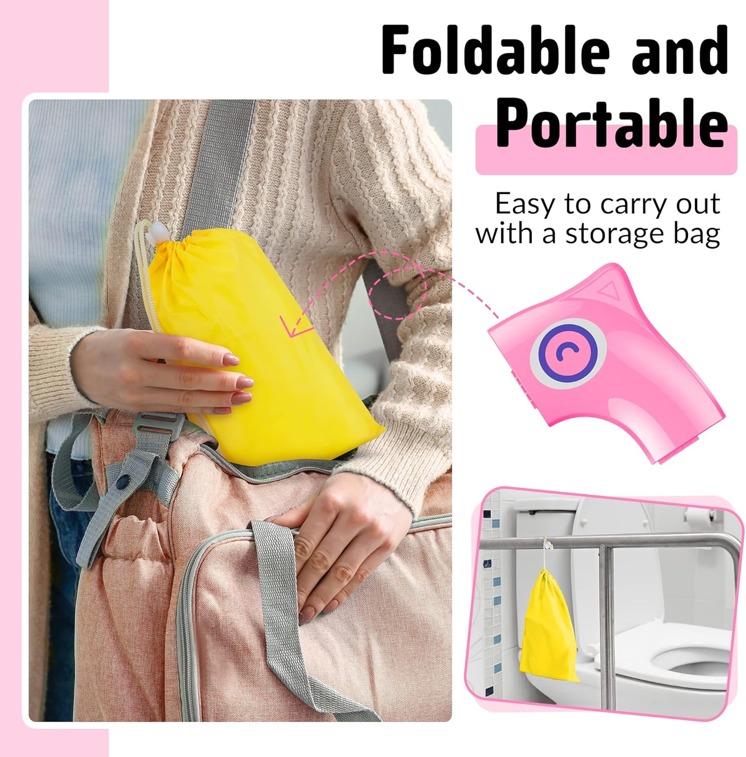 Thumbnail 6 de Maliton Potty Training Toilet Seat for Baby Girls (Foldable Travel Seat with Splash Guard) - Pink Owl