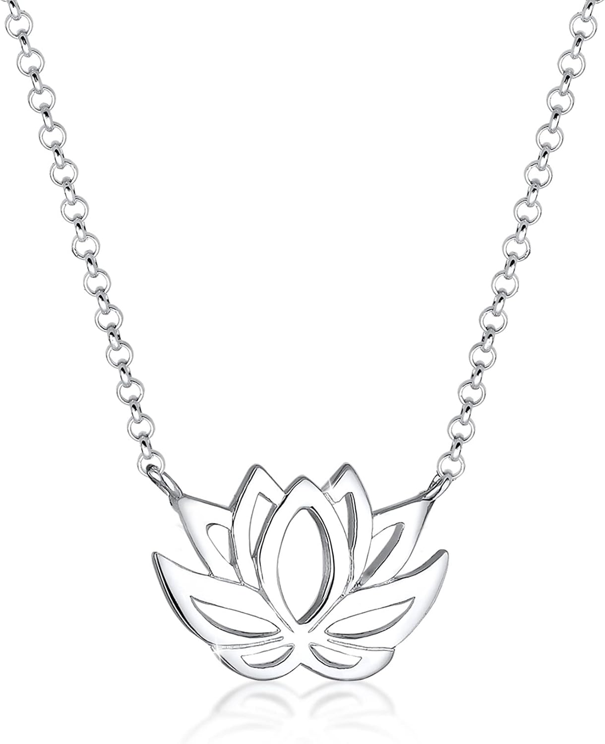 Detalle de Elli Lotusblumen Halskette 45 cm 925 Silber