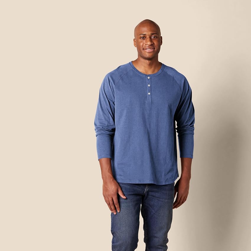 Thumbnail 5 de Amazon Essentials Camiseta Henley manga larga L azul mezcla