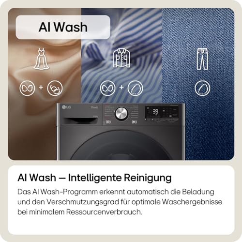 Detalle de LG W4WR7096YB Frontlader-Waschtrockner 9-6 kg mit AI Direct Drive, Steam und TurboWash 360 – Weiß