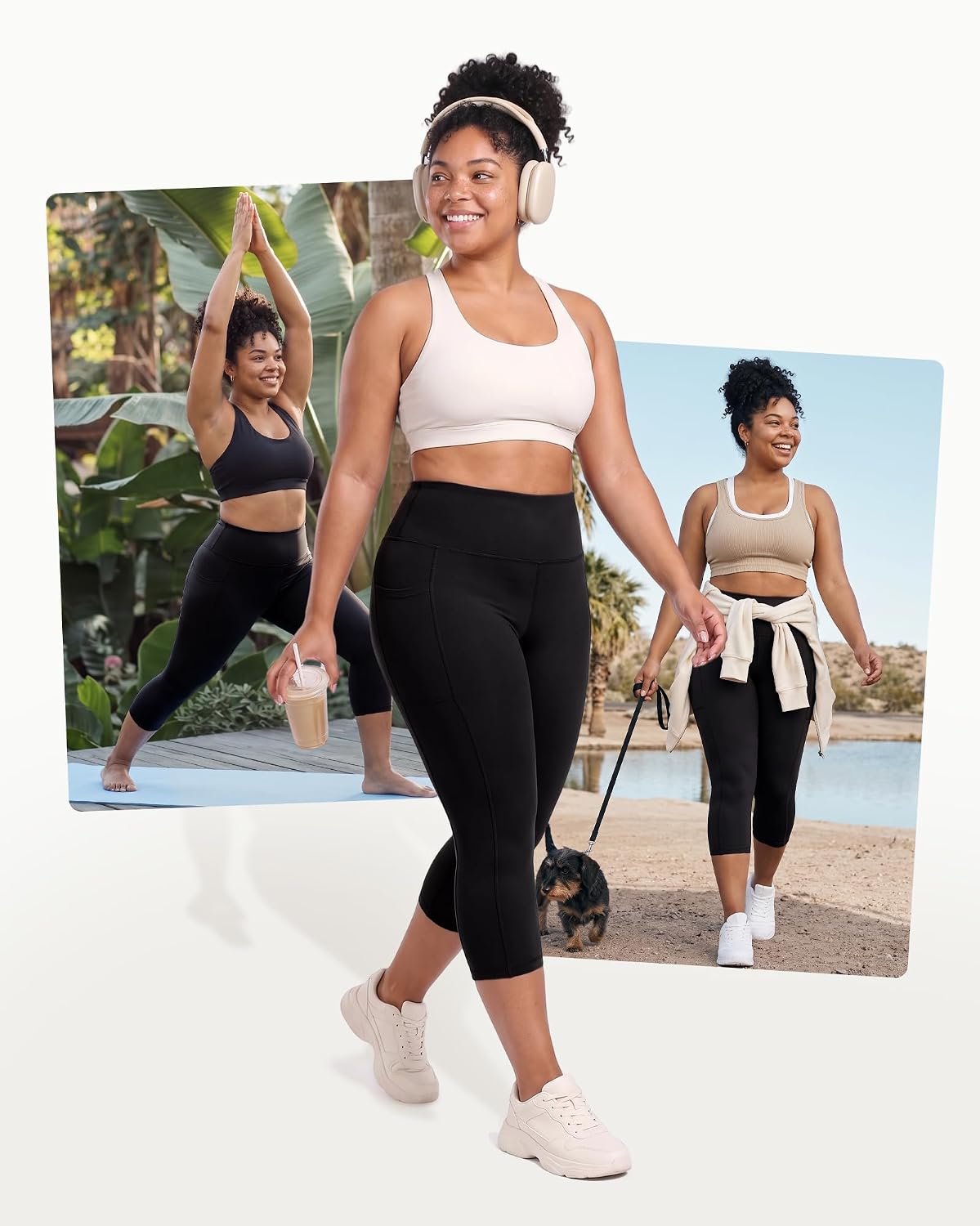 Detalle de HLTPRO 3 Pack Plus Size Leggings with Pockets – High-Waisted, Soft Yoga Pants for Women