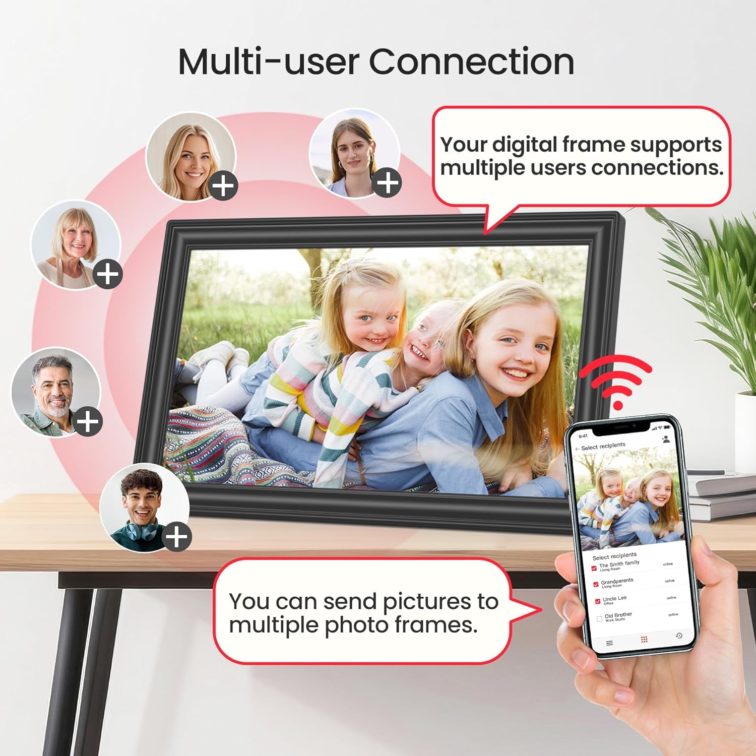 Thumbnail 6 de 64GB 15.6" Frameo WiFi Digital Photo Frame (Black) – 1920×1080 FHD Touch Screen, Auto Rotate, Wall Mountable