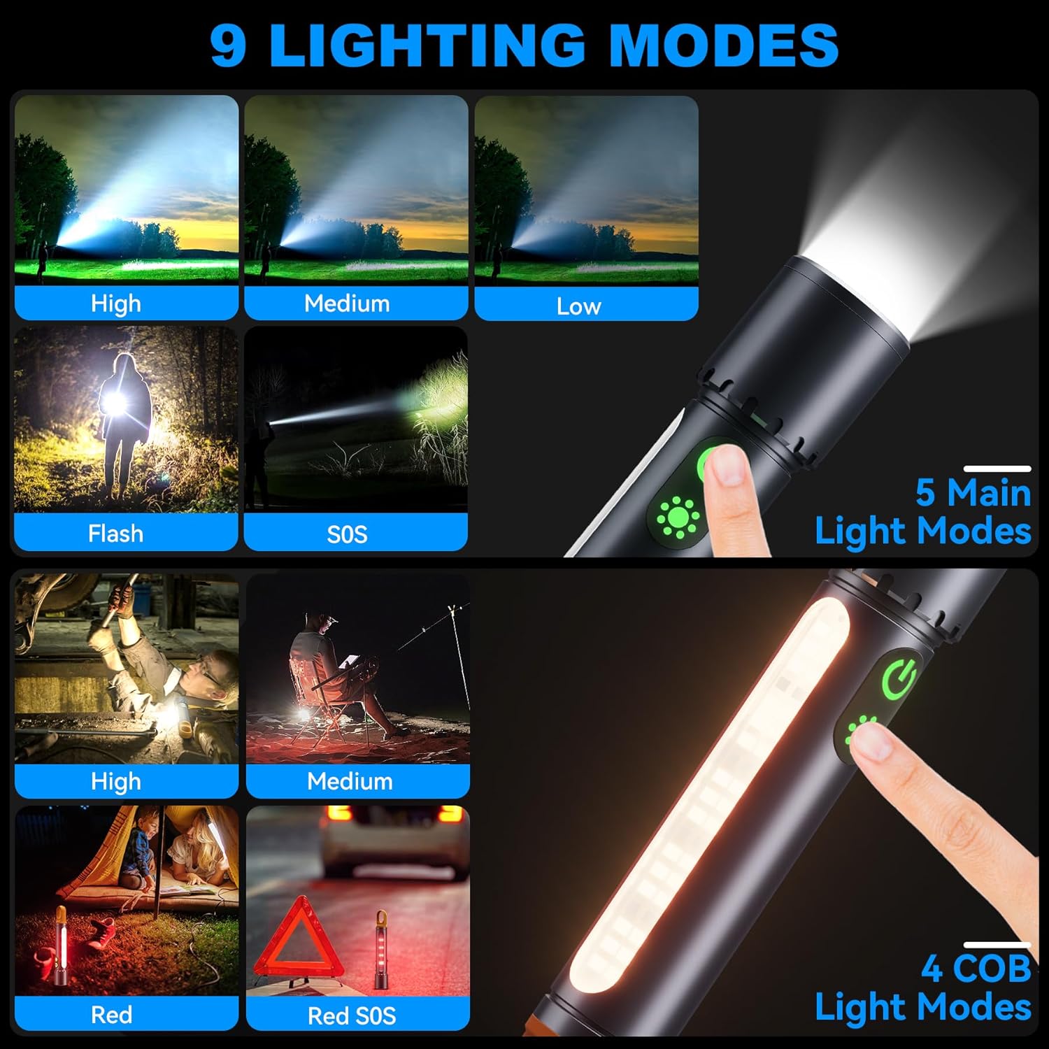 Detalle de ET Magnetic Rechargeable Torch LED Super Bright 1000000 Lumens 🔦