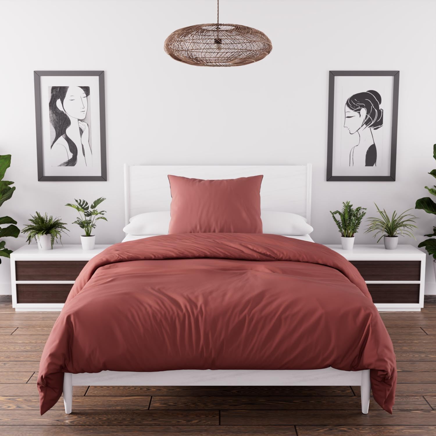 Thumbnail 6 de Intemporel Parure housse de couette en microfibre lavée Boheme Vieux Rose 240x220 cm (Soleil d’Ocre)