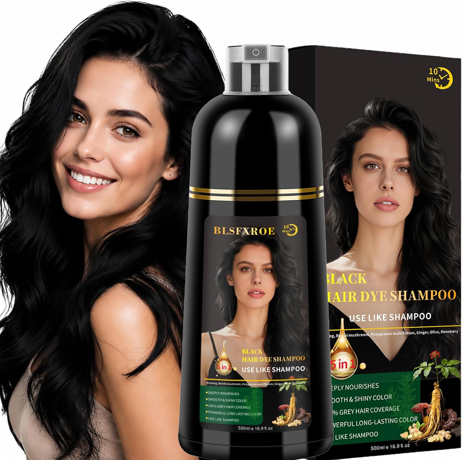 Thumbnail 6 de 500ML Shampoo Colorante 3-in-1: Hair Dye Shampoo Copre i Capelli Bianchi in un Solo Step