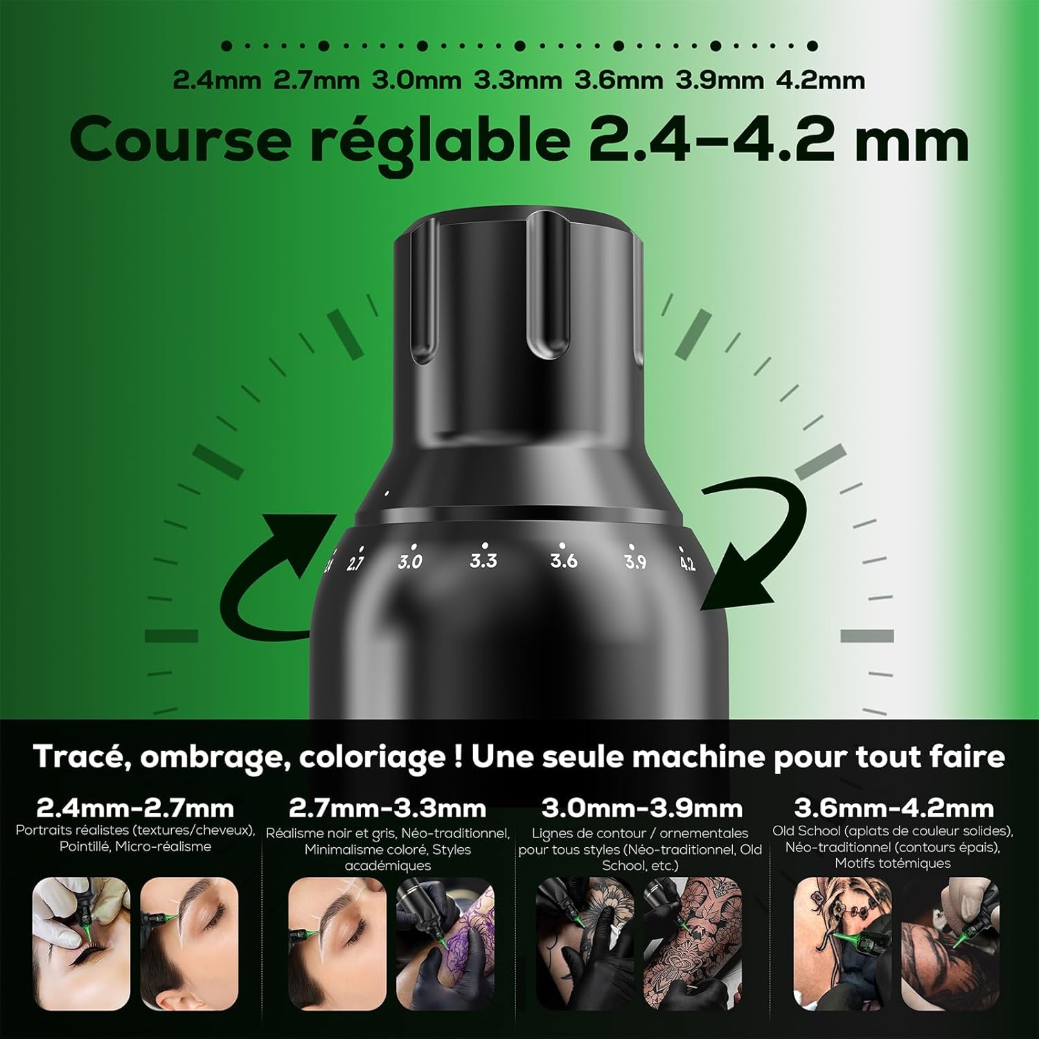 Thumbnail 1 de HAWINK Kit de machine à tatouer sans fil HW-TKP304AEU-9 avec batterie 1600 mAh (mode Normal/Pointillisme)