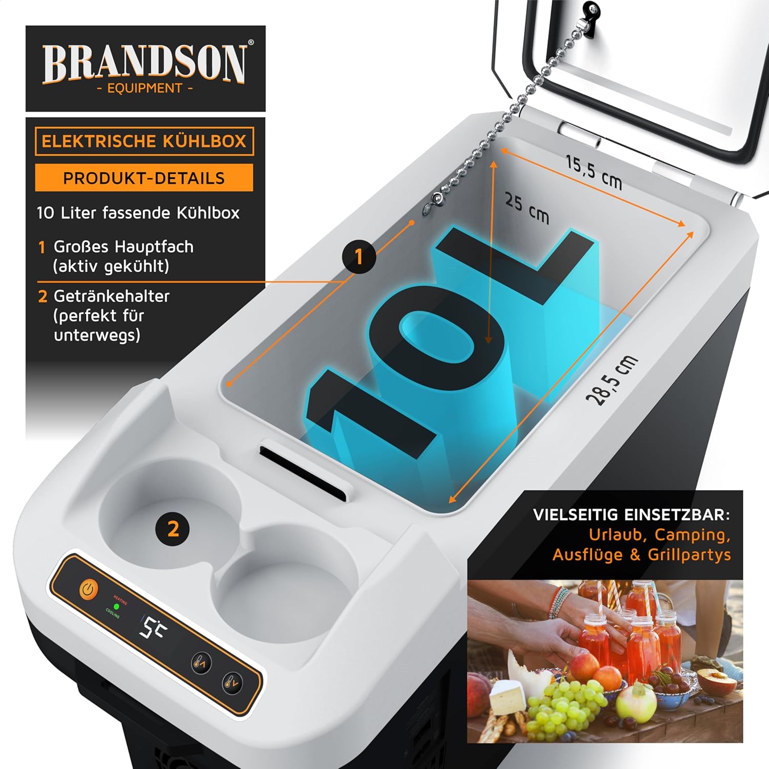 Thumbnail 4 de Brandson Kühlbox elektrisch 10L – flexibel nutzbar, kühlt und wärmt