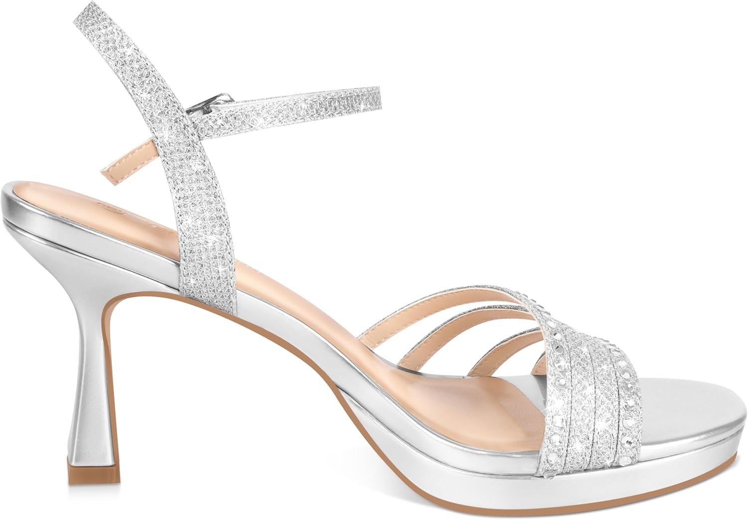 Thumbnail 4 de PIZZ ANNU Lena Women's Platform Heels: Sparkly Open-Toe Party Pumps with Secure Ankle Strap